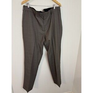 Louis Raphael Tailored Fit  Dress Pants 38 x 32 Trousers Gray/Brown Flat Front